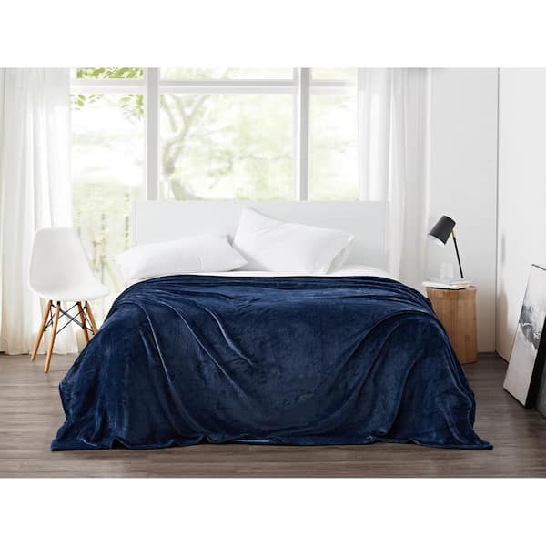 Cannon Plush Dark Blue Solid Polyester King Blanket