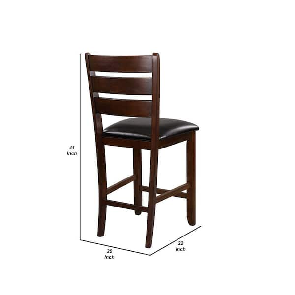 Benzara Wooden Slat Back Chair with Straight Feet, Set of 2, Honey Brown