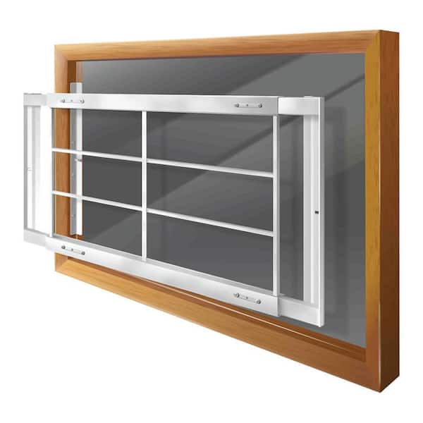 Removable 52 in. to 64 in. Adjustable Width 4-Bar Window Guard, White