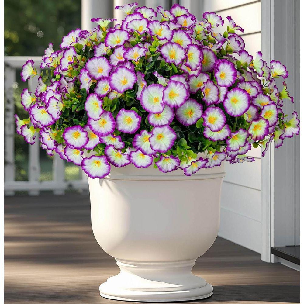 13.78 in Purple/White Indoor/Outdoor Artificial Morning Glory Fake