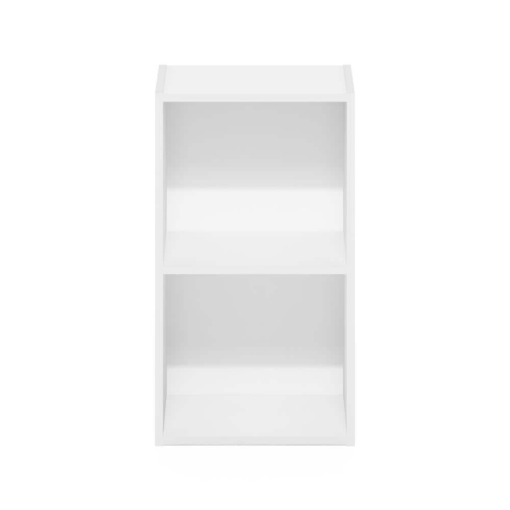 White Composite Wood 2-Tier Cube Bookcase