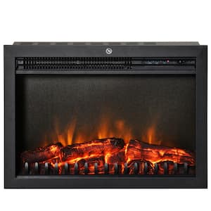 24 in. Electric Fireplace Insert Retro Recessed Fireplace Heater w/ Realistic Flame Remote Control 750/15000-Watt Black