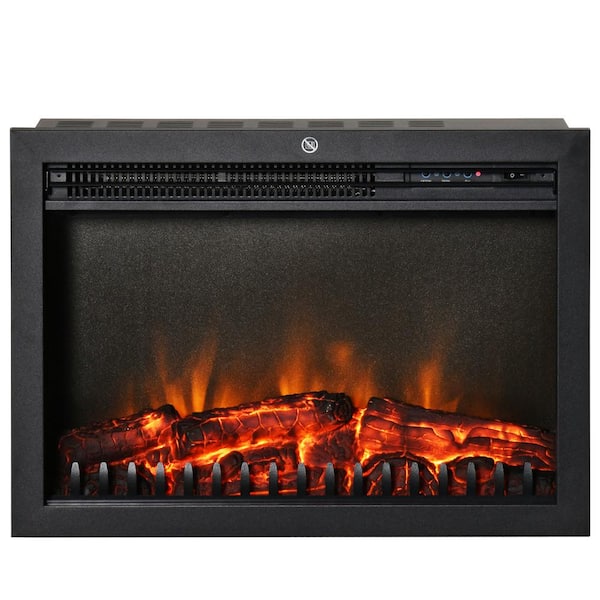 24 in. Electric Fireplace Insert Retro Recessed Fireplace Heater w/ Realistic Flame Remote Control 750/15000-Watt Black