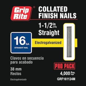 1-1/2 in. 16-Gauge Electro-Galvanized Straight Finish Nails (4,000 Per Box)