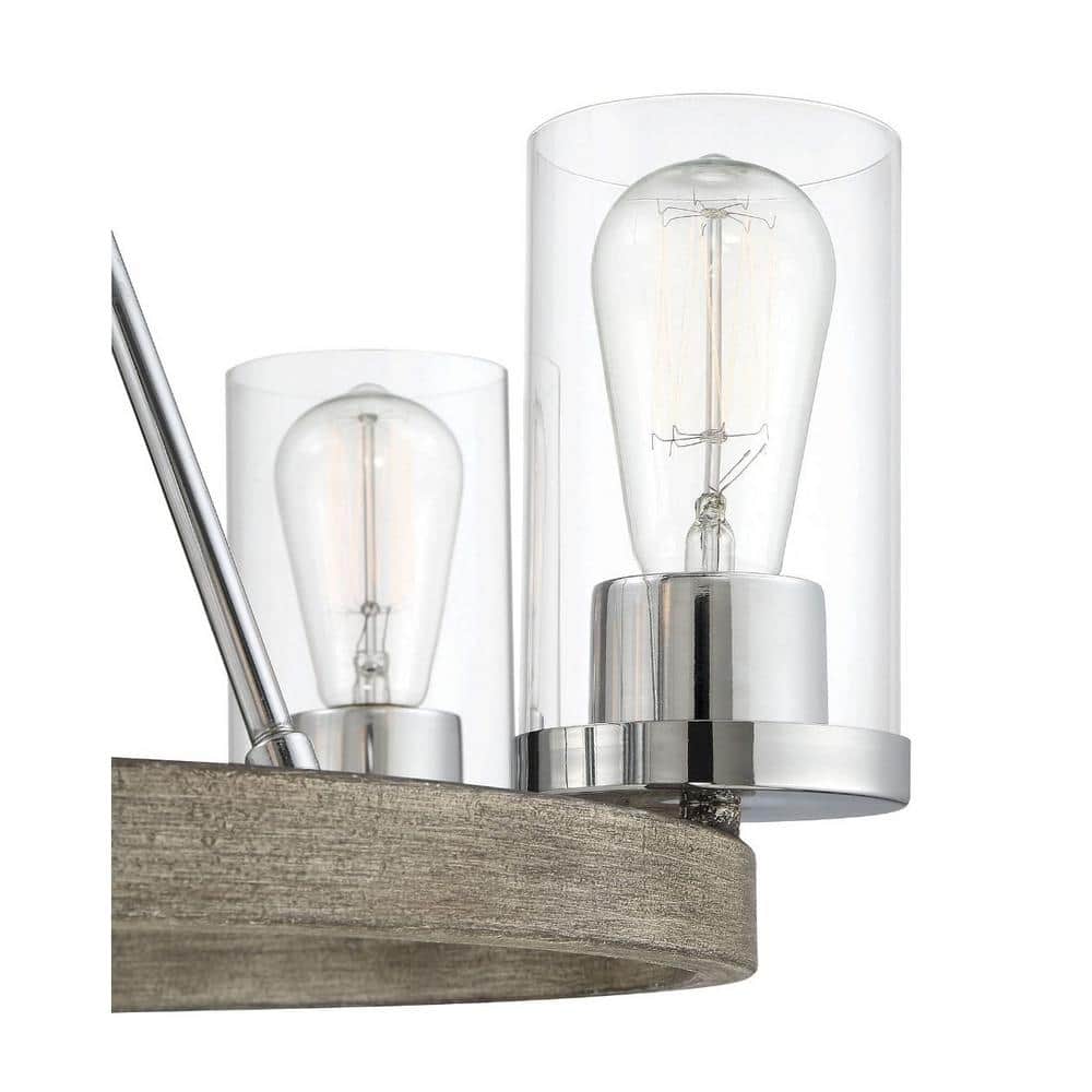 Greywood Chrome 5-Light Chandelier with Clear Glass Shades