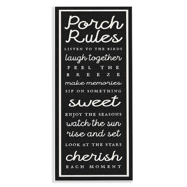 Porch Rules on Black by Lil' Rue Unframed Typography Graphic Art Print 17 in. x 7 in.