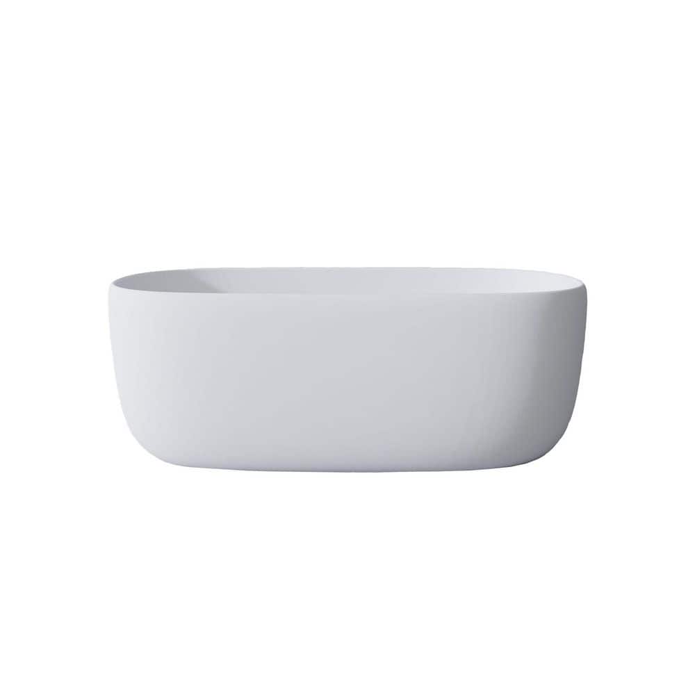 51 in. x 25.6 in. Solid Surface Freestanding Soaking Bathtub with Center Drain in Matte White. price history on PriceWatchPro