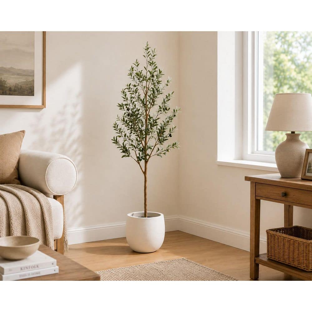 DR.Planzen 6 ft. Artificial Olive Tree, Lifelike Fruits and