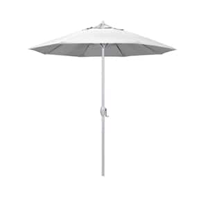 7.5 ft. Matted White Aluminum Market Patio Umbrella Auto Tilt in Natural Sunbrella