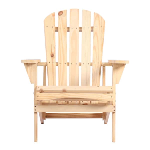 Unbranded Natural Solid Wood Outdoor Adirondack Chair for Backyard, Garden, Lawn, Porch