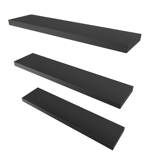 Unbranded 35.4 in. W x 9.3 in. D Black Decorative Wall Shelf, Floating Shelves for Wall, Set of 3