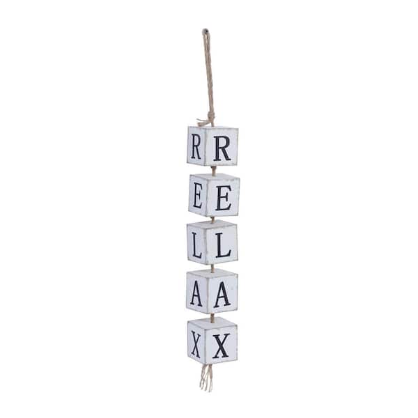 Litton Lane 27 in. x 3 in. White Wood Coastal Wall Decor
