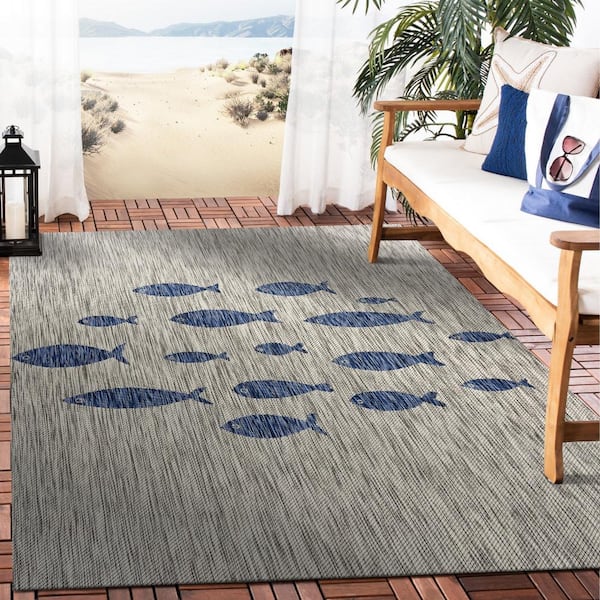 Clover Coastal Gray/Blue 7 ft. 9 in. x 9 ft. 9 in. Aquatic