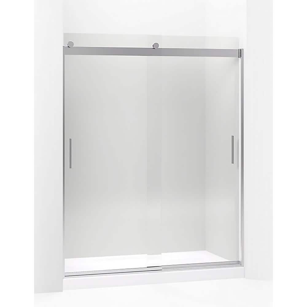 KOHLER Levity 59.625 in. W x 74 in. H Frameless Sliding Shower Door in Brushed Nickel -  706164-L-NX