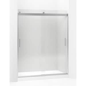 Levity 59.625 W in. x 74 in. H Semi-Frameless Sliding Shower Door in Bright Polished Silver with Blade Handles