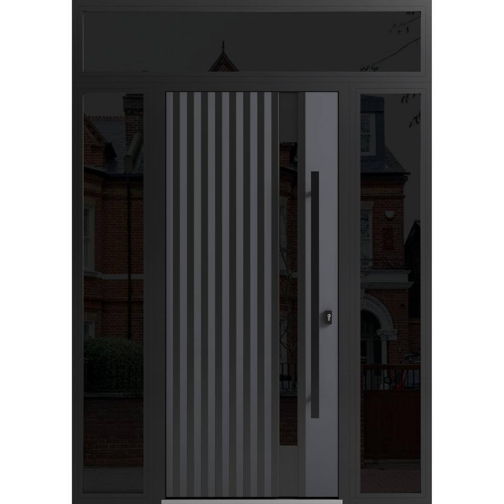 0144 60 in. x 96 in. Left-hand/Inswing 3 Sidelight Tinted Glass Grey Steel Prehung Front Door with Hardware price history on PriceWatchPro