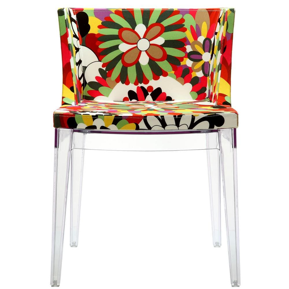 Enamored Clear Metal Upholstered Side Chair with Transparent Base
