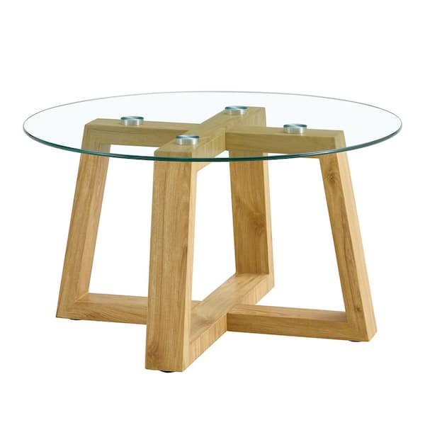 Polibi Modern 31.5 in. Transparent Round Glass Coffee Table
