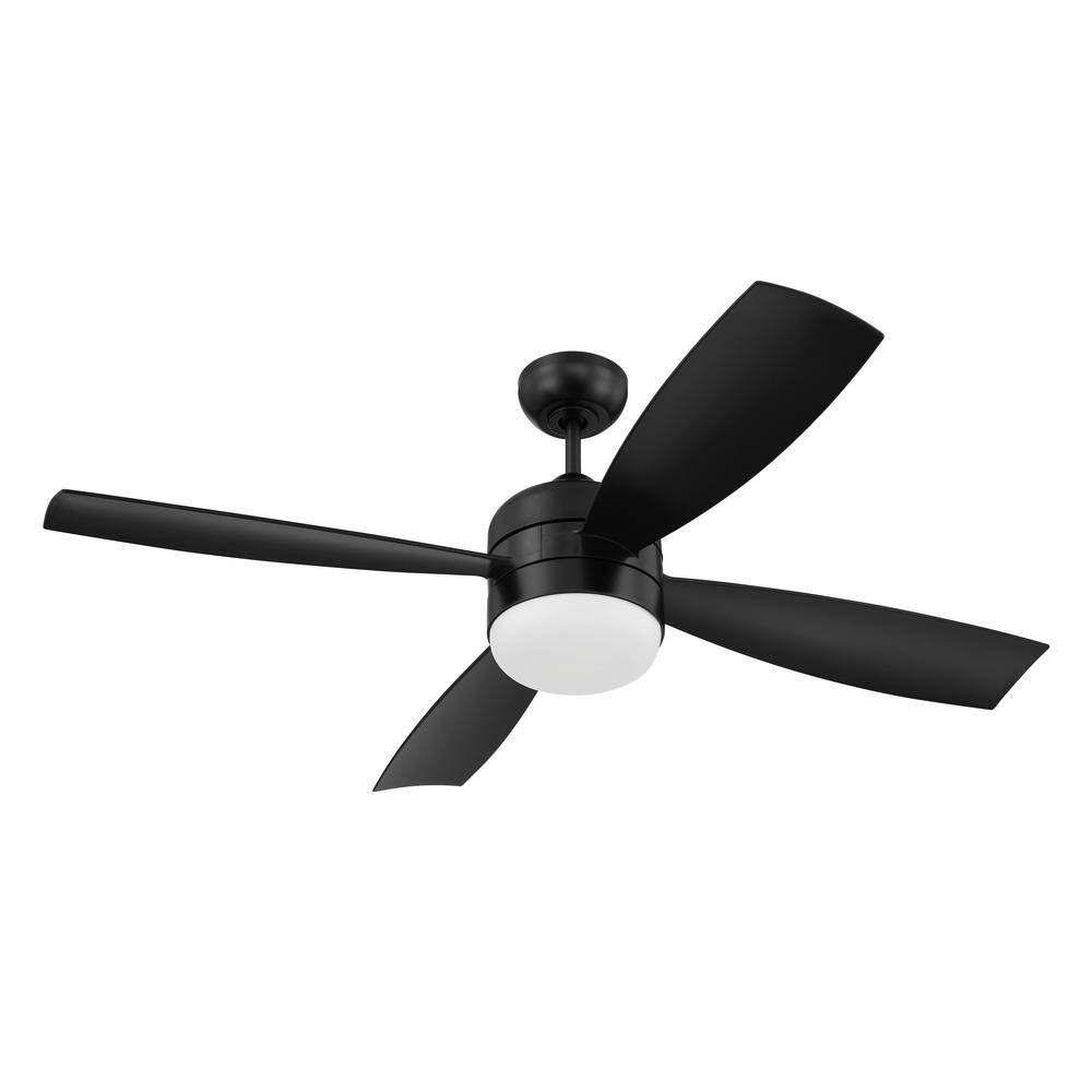 52'' Flat Black Smart Ceiling Fan with LED Light