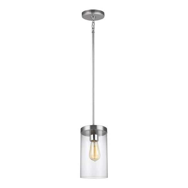 Generation Lighting Zire 1-Light Chrome Pendant with Clear Glass Shade