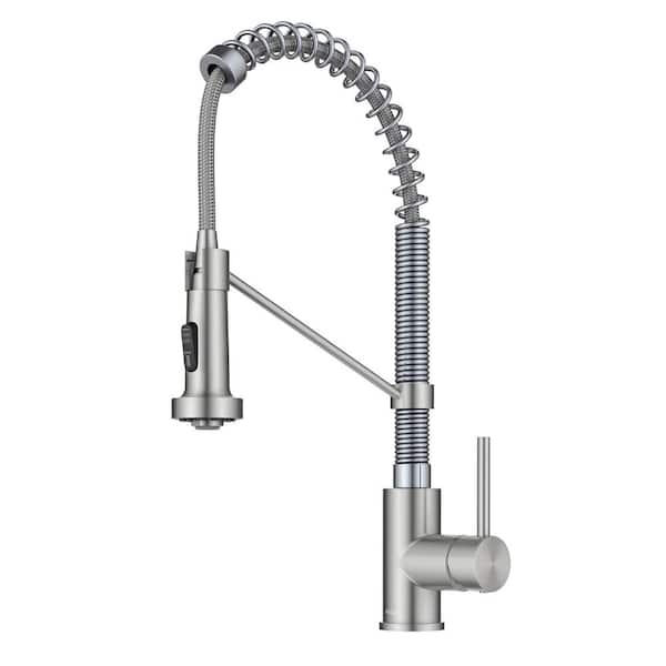 KRAUS Bolden Single Handle Pull Down Sprayer Kitchen Faucet with Dual Function Sprayhead in Stainless Steel/Chrome