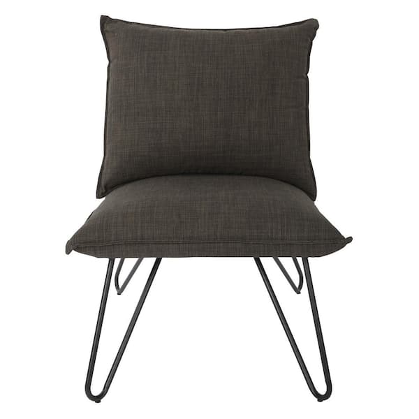 OSP Home Furnishings Riverdale Asphalt Chair with Metal Black Legs