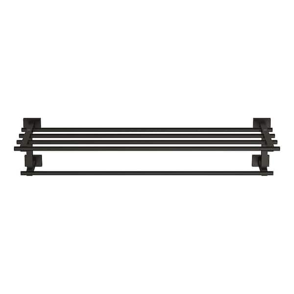Essentials Cube 23-5/8 in. Wall Mounted Multi Towel Bar in Matte Black