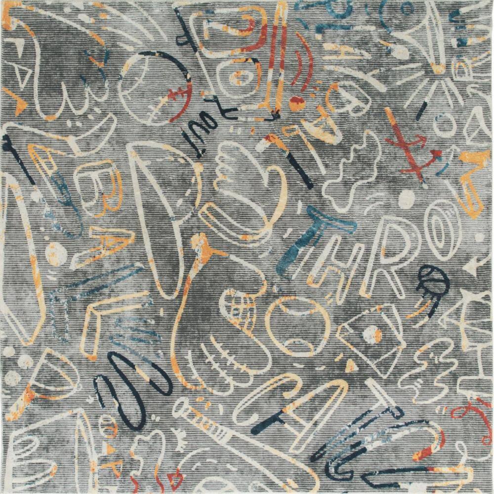 Sportsglyphs 6 X 6 Grey Tones/Multi-Colored Abstract Washable Area Rug price history on PriceWatchPro
