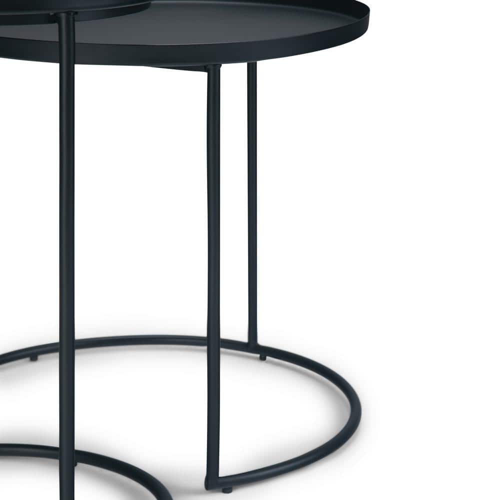 Black Round Metal 2-Piece Nesting Tables