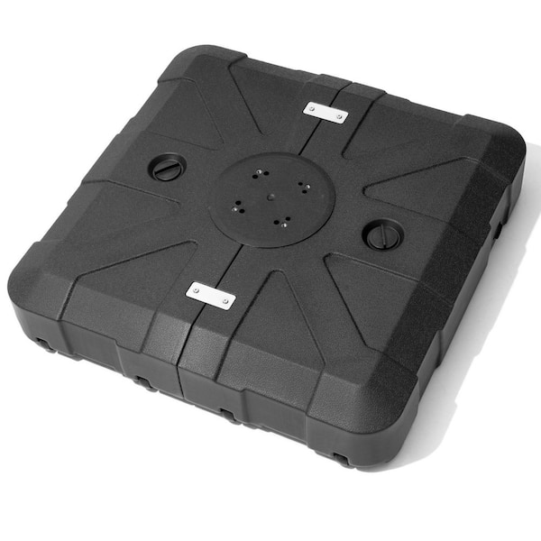 Pellebant 260 lbs. 3D Surface Stylish and Modern HDPE Patio Umbrella Base with Wheels in Black