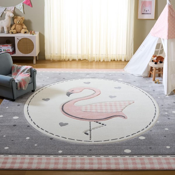 Carousel Kids 8 ft. x 10 ft. Pink/Ivory Novelty Area Rug