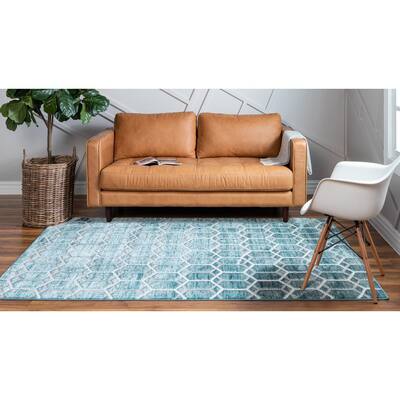 Matrix Trellis Tile Blue 9 ft. 10 in. x 14 ft. Area Rug