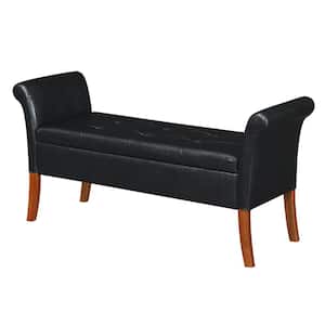 Designs4Comfort Black Faux Leather Bench with Storage 25.25 in. H x 51.25 in. W x 17 in. D