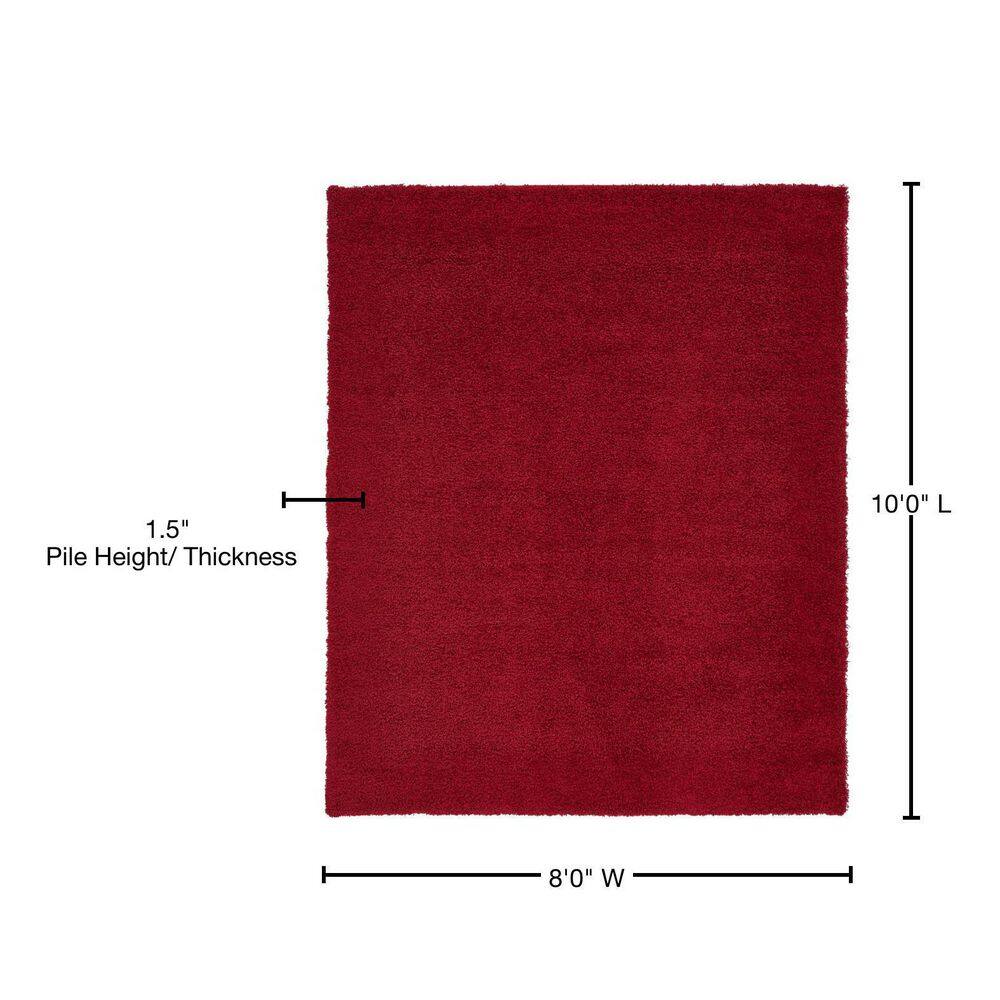 Cherry Red Shaggy Comfort 8' x 10' Kids' Play Area Rug