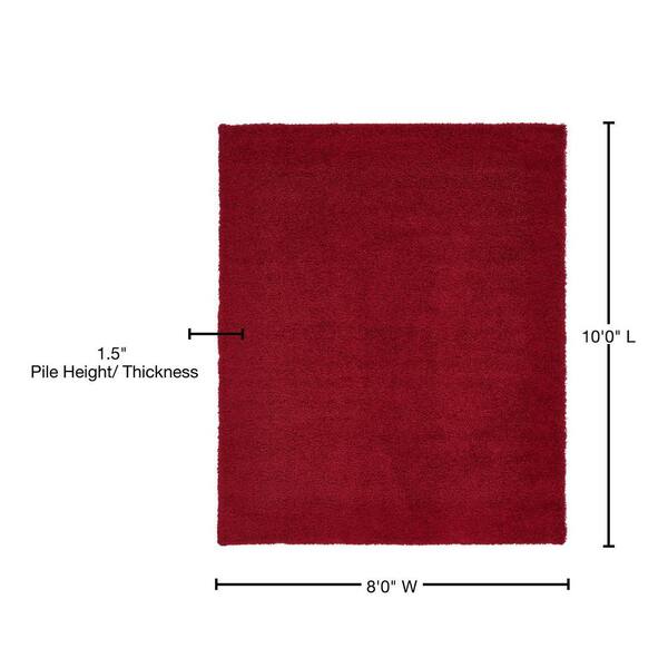 Unique Loom Solid Shag Cherry Red 8 ft. x 10 ft. Area Rug