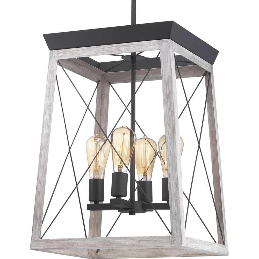 Briarwood Satin Nickel 4-Light Foyer Pendant with Vintage Charm