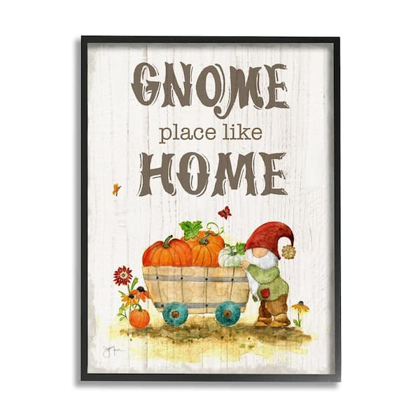 Stupell Industries Gnome Pun Garden Harvest by Janet Tava 1-Piece Framed Graphic Print Nature Poster Art Print 20 in. x 16 in.