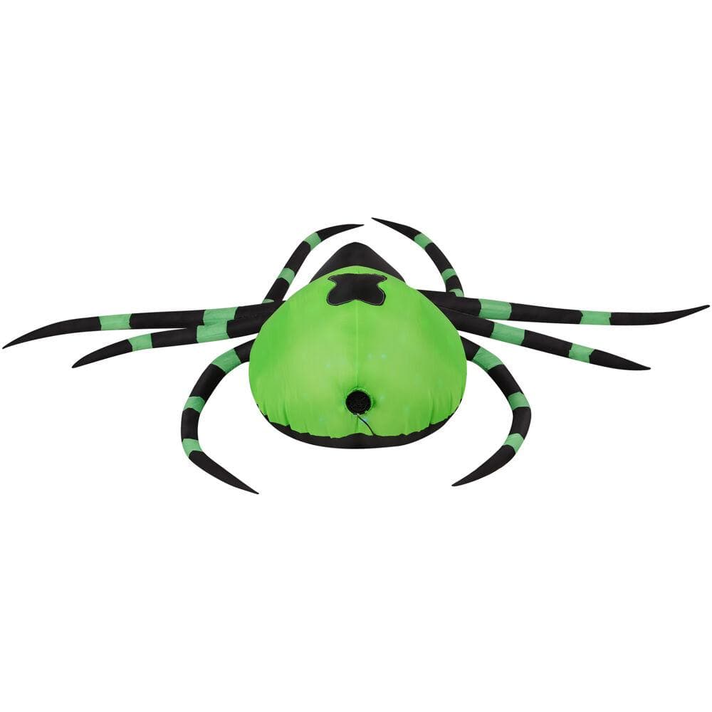 Giant 6.5-ft Green and Black Inflatable Spider with LED Lights
