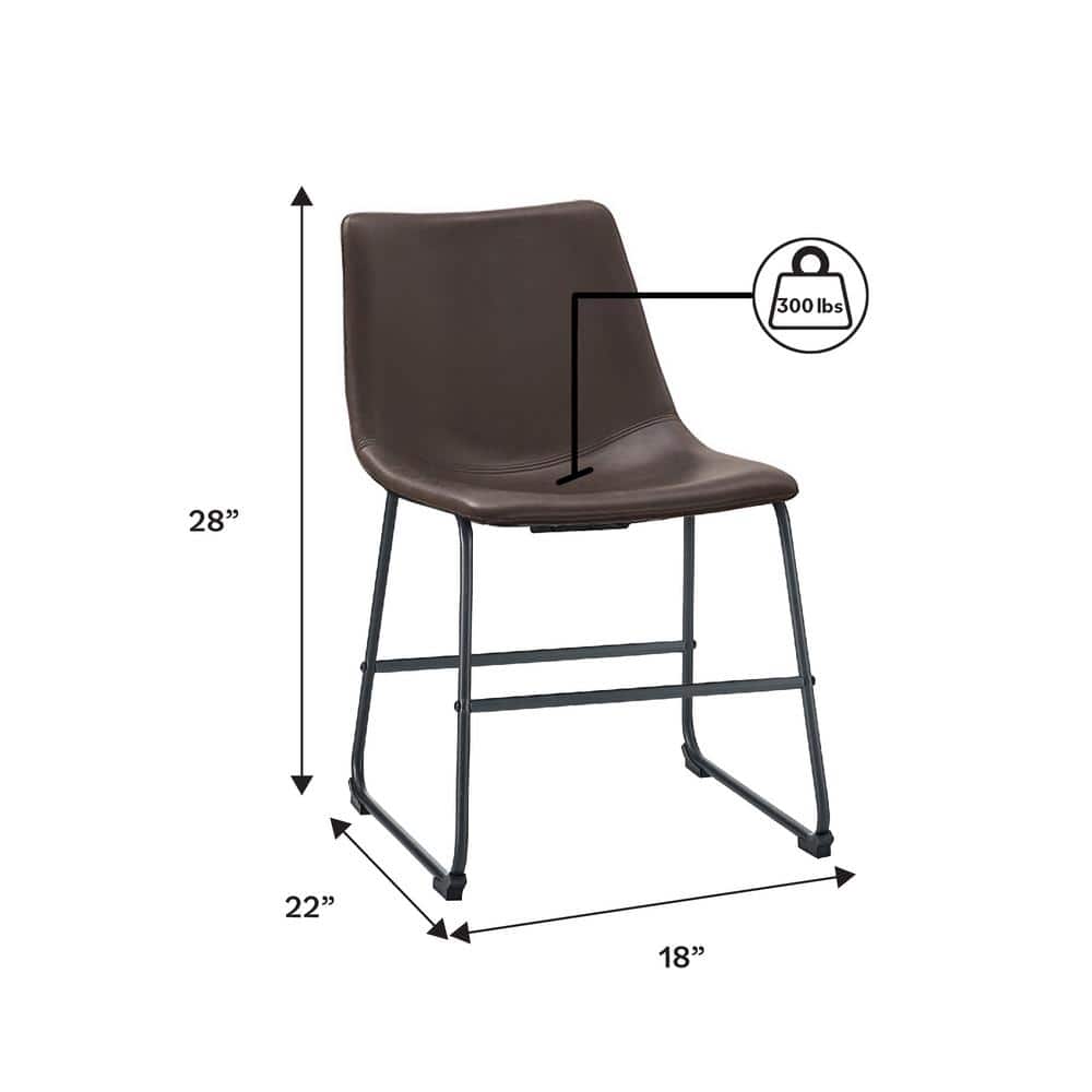 Industrial Brown Faux Leather and Metal Dining Chair Set