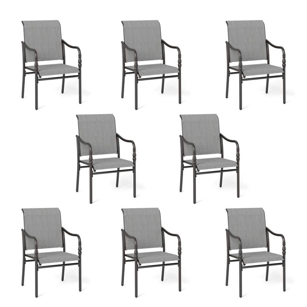 Black Arm Gourd-shaped Design Textilene Patio Dining Chairs (8-Pack) price history on PriceWatchPro
