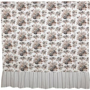 Annie Floral 72 in. Portabella Soft White Gray Ruffled Shower Curtain