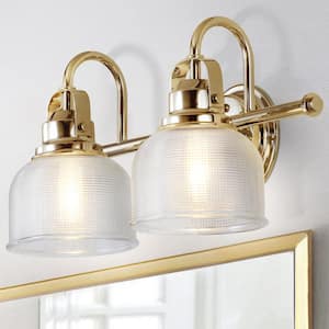 Virginia 17.25 in. 2-light Brass Gold Metal/Glass LED Vanity Light