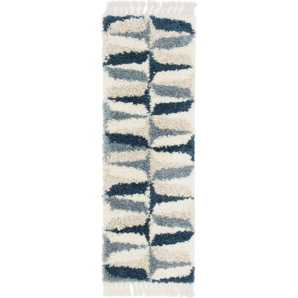 Hygge Shag Balanced Blue 2 ft. 2 in. x 6 ft. Runner Rug