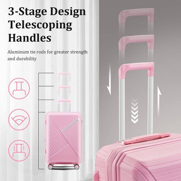 LIVACA 4-Piece Pink Expandable Lightweight Polypropylene Hardside
