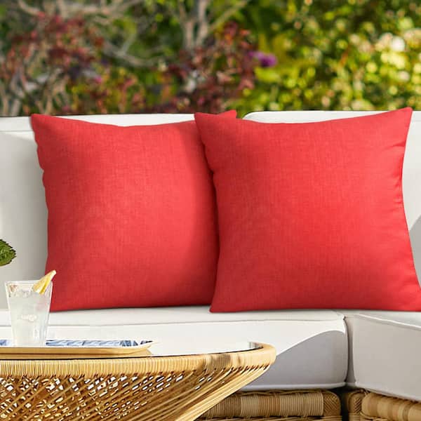SenQWFa 18 x 18 Waterproof Outdoor Red Throw Pillow Covers