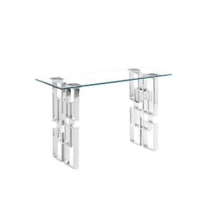 Rosa 50 in. Tempered Glass Stainless Steel Base Console Table