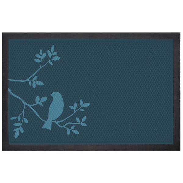 BERNINI FOUNTAINS Aqua Indoor Outdoor Mat Foliage Blue 24 in. L x 5 in. W