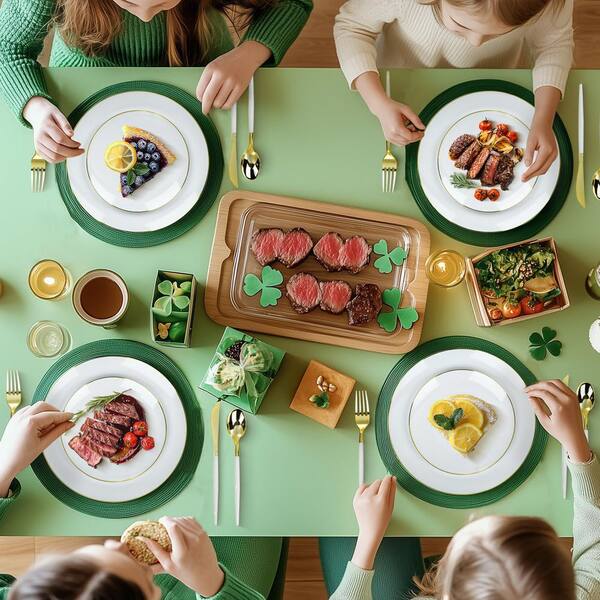 White Reusable Plastic Plates - 7 Inch Dishes For Wedding Catering, Buffets, Parties & Events