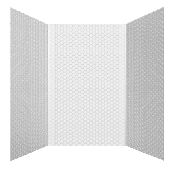 Hex Mini 60 in. W x 96 in. H x 42 in. D 3-Piece Glue-Up PVC Tub Surrounds Wall Panels in Gloss White