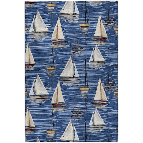 Dream Shag Premium Machine Washable Abstract ADS153 Navy 10 ft. x 14 ft. Area Rug